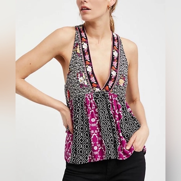 Free People Dream Darlin' Printed Swing Tank Small - Picture 2 of 10